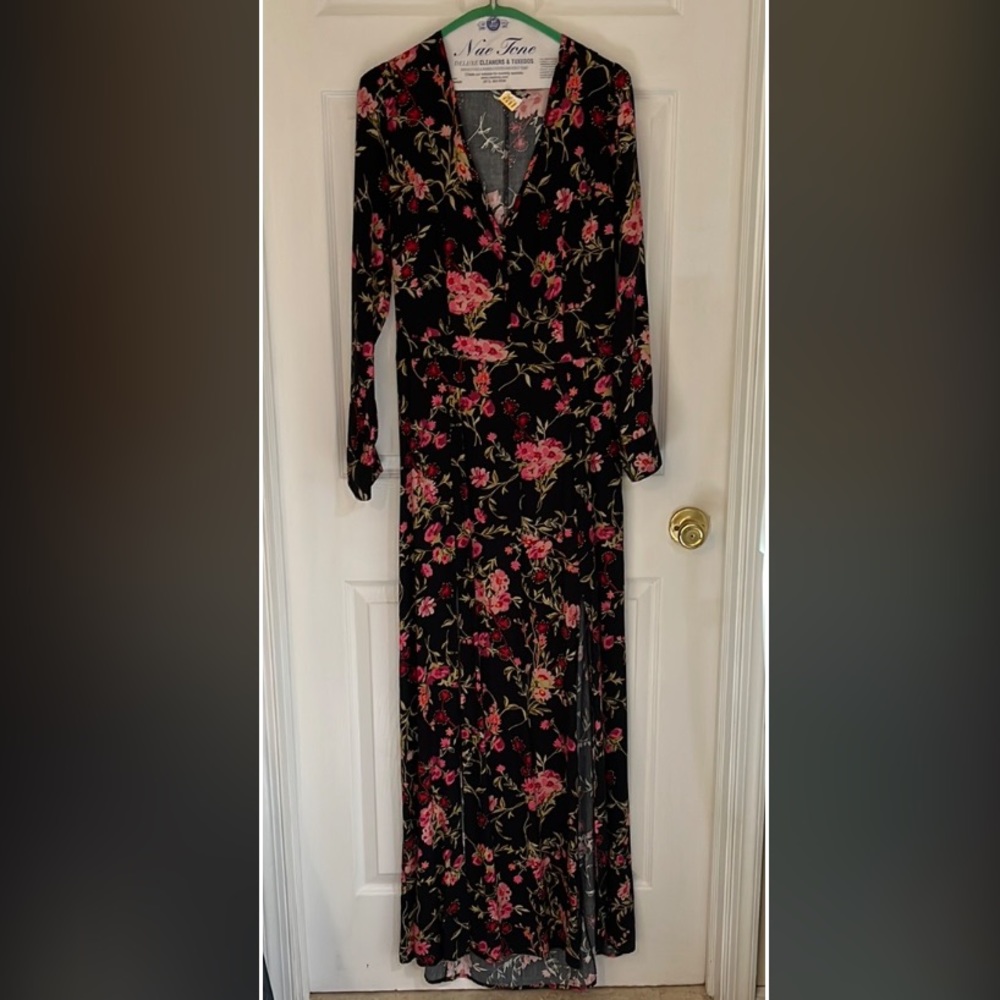Flawed Sexy Open Back Extra Long High Slit Dress Long Sleeve Chelsea & Violet